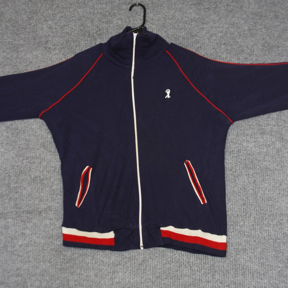 Vintage Rod Laver Track Jacket Mens L Navy Blue Tennis Retro Full Zip Acrylic